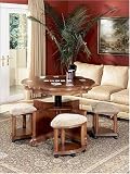Wilmington Cherry & Burl Cocktail Table & 4 Benches By Powell Furniture