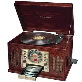Crosley CR73-3 Celebrity 3-Disc Entertainment Center Audio System, Cherry