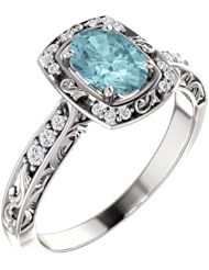 18K White Gold 7.00x5.00mm Oval Cut Mozambique Blue Paraiba Tourmaline and Diamond Ring -- LIFETIME WARRANTY