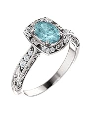 14K White Gold 7.00x5.00mm Oval Cut Mozambique Blue Paraiba Tourmaline and Diamond Ring -- LIFETIME WARRANTY