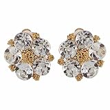 Crystal Clip On Earrings-14 KT Gold Filled Crystal Flower Clip on Earrings- Austrian Crystal by gemgem Jewelry