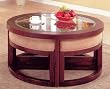 Round Seating Coffee Table With 4 Cocktail Ottomans By Coaster