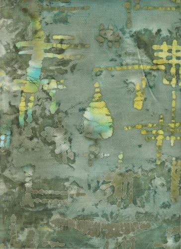 Merrivale Fabrics Green Blue Yellow Abstract Oriental Batik 30748 Batik Quilt Fabric 100% Cotton 45" Wide - HALF YARD