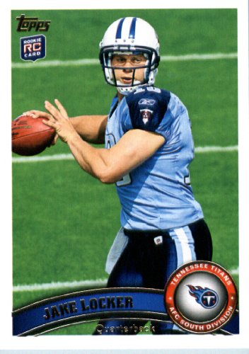2011 Topps Football Card # 430 Jake Locker RC - Tennessee Titans (RC - Rookie Card) NFL Trading Card in a Protective Case!