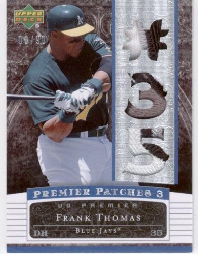2007 Upper Deck Premier Patches Triple #FT - Frank Thomas - Chicago White Sox- Toronto Blue Jays - Serial #d 08/90 - Game Used Jersey Swatch