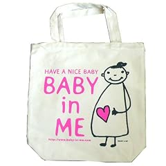 マタニティマークBABY in ME(ベイビーインミー）　エコトートバッグ　キャンバス地オフホワイト