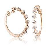 14k Pink Gold Circle Huggies Hoop Diamond Earrings (H-I, SI-I, 0.55 carat)