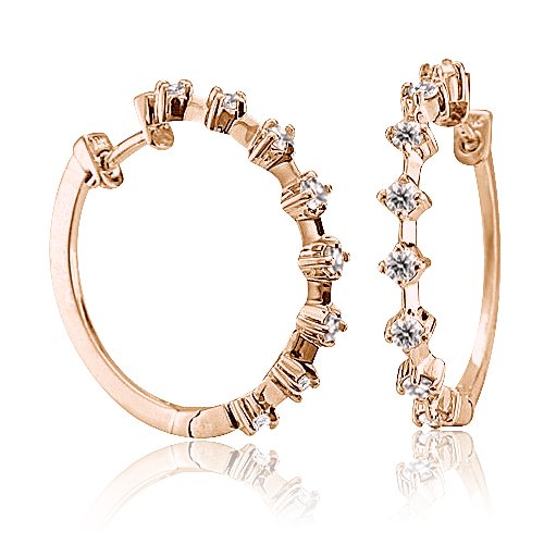 Childrens Toyshop  Jewelry : 14k Pink Gold Circle Huggies Hoop Diamond Earrings (H-I, SI-I, 0.55 carat)
