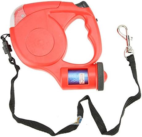 5M Dog Traction Rope Automatic Retractable Leash 3 LED Lights With Garbage Bag