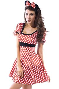 Dear-lover Women's 2-Piece Mouse Costume, One Size Red