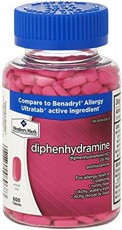 Member's Mark Allergy Medicine Diphenhydramine HCI 25mg 600 Tbts GENERIC BENADRYL Formerly known as Simply Right
