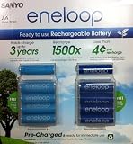 Sanyo 10 Pack AA eneloop 2nd generation 1500 cycle Rechargeable Batteries with 2 Plastic Storage Cases