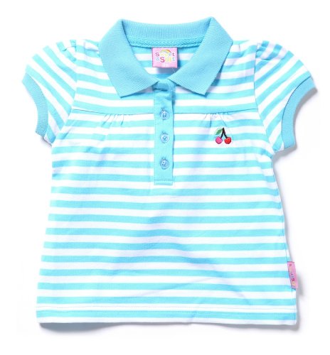 Sweet and Soft Classic Short Sleeve Baby Rouched Cherries T-Shirt, 24 months, Turquoise