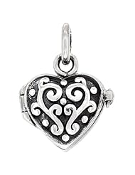 Sterling Silver Heart Shaped Prayer Box with Floral Design, 18 inch Box chain included