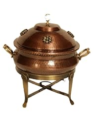 Shastra-6-Quart-Round-Copper-Chafing-Dish-Floral-Medallion