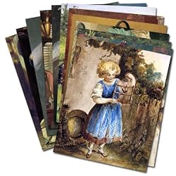 Victorian Vignettes - Box Set of 12 Assorted Greeting Cards and Patterned Envelopes
