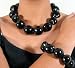 16" Black Kukui Nut Necklace and Matching Bracelet Boho Lei Chunky Bead Lumbang Choker