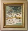 Farm In The Snow (Ferme Sous La Neige) By Alain Thomas, Oil Painting on Board - Framed Artwork