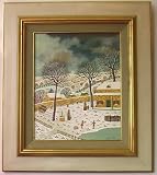 Farm In The Snow (Ferme Sous La Neige) By Alain Thomas, Oil Painting on Board - Framed Artwork