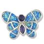 Synthetic Amethyst and Opal Sterling Silver butterfly Pendant