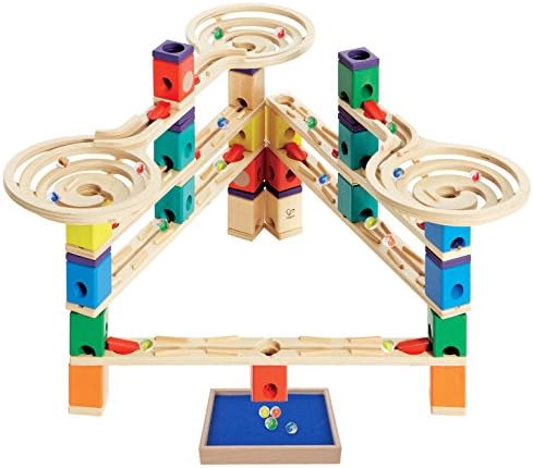 Hape - Quadrilla - Vertigo Wooden Marble Run with BONUS Quadrilla - Wooden Marble Run Catcher Tray Add-on
