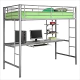 Silver Twin Loft Bed with Workstation - Walker Edison BTOZSL