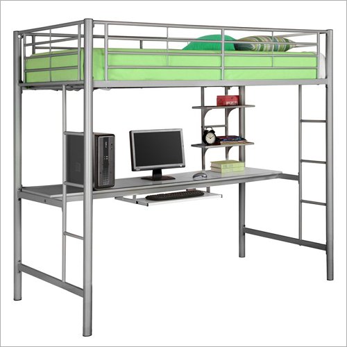 Silver Twin Loft Bed Edison BTOZSL