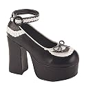 CHARADE-21, 4 1/2' Scalloped Trim P/F Blk/Wht Pu Shoe