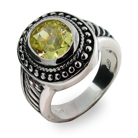 Eve's Addiction Peridot Oval Ring in Sterling Silver