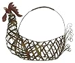 Painted Wire and Tin Rooster Vegetable Basket 16" x 13" x 12.5"