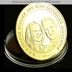 Prince William and Kate Middleton Gold Plated Commemorative Coin