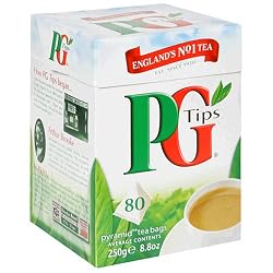 PG Tips Black Tea, Pyramid Tea Bags, 80-Count Boxes (Pack of 4)