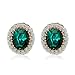 [Retro Series] Yoursfs 18k Rose Gold Plated Oval Green Gemstone Emerald Earring and Ring and Necklace Set