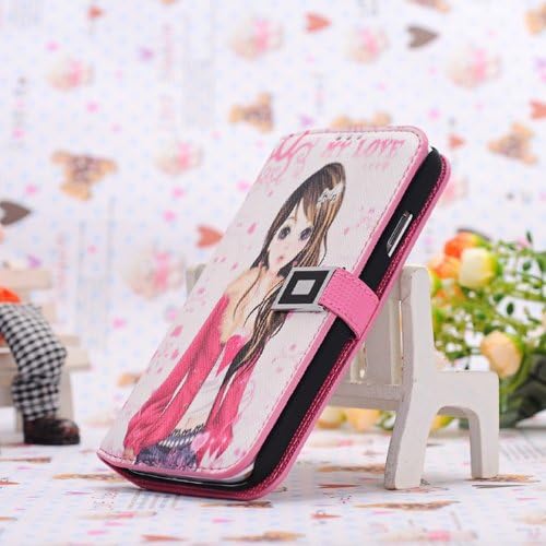 New Arrival Fashion Beautiful Girl Leather Folio Wallet Case Cover for Samsung Galaxy S4 I9500 Style 6