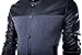 Neleus Men's Stand Collar Leather Sleeves Slim Fit Button Jacket