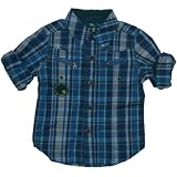 Guess Boys 2T-20 Blue Plaid Matrix Button Down Shirt