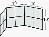 Chain Link Winged Backstop - 10' H with 3 10'W Panels