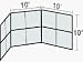 Chain Link Winged Backstop - 10' H with 3 10'W Panels