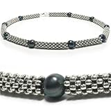 {Clearance Sale} HinsonGayle Indian Silver 8-9mm Black Baroque Pearl Necklace and Bracelet Set