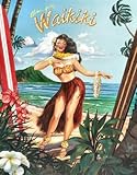 TIN SIGN NOSTALGIC ~ WAIKIKI HULA BY WESTMORELAND SURF AND SAND