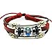 Mandy Wine Red Fashion Silver Tone Tube Flowewrs Bead Adjustable Length Single Wrap Bracelet (Blue)