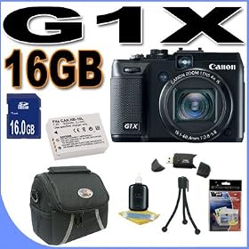 Canon G1 X 14.1 MP CMOS Digital Camera with 4x Wide-Angle Optical Image Stabilized Zoom Lens Full 1080p HD Video and 3.0-inch Vari-Angle LCD Deluxe Bundle With 16GB SDHC Memory Card + Card Reader + Case +More !