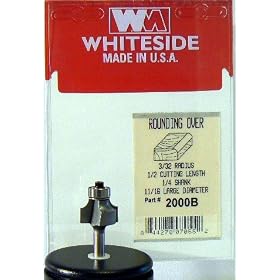 PART 2000B CARBIDE-TIP 2 FLUTE ROUND-OVER (CORNER ROUND) BIT W  BB GUIDE 3 32 RADIUS X 11... by Whiteside