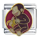 Curious George Eating Banana Animal Disney Monkey Licensed Italian Charms Bracelet Link