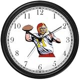 Football Quarterback Throwing Ball Football Theme Wall Clock by WatchBuddy Timepieces (Hunter Green Frame)