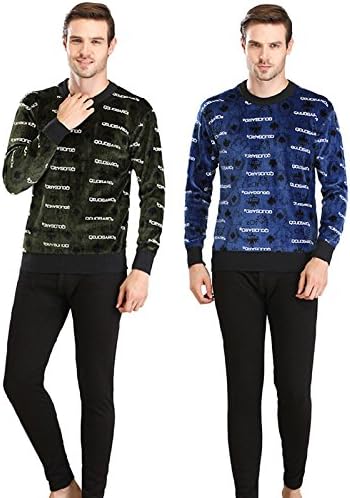 HnB Men Thick Soft Printing Double-sided Velvet Long Johns Underwear Suit