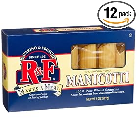 Ravarino & Freschi Manicotti Short, 8-Ounce Boxes (Pack of 12)