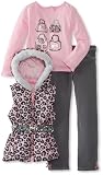Young Hearts Girls 2-6X 3 Piece Leopard Print Purse Vest Set, Light Pink/Pastel, 3T
