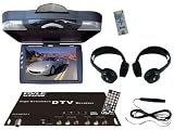 Pyle Super DVD/Headphones/HDTVReceiver Package for Car/Truck/SUV -- PLRD143IF 14.1 Roof Mount TFT-LCD Monitor With Built in DVD Player + Pair of PLVWH5 Wireless IR Mobile Video Stereo Headphones + PLTVATSC1 ATSC Digital Terrestrial HDTV Receiver.