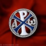 OUR LORD JESUS CHRIST NAME INITIALS CROSS CHI RHO CHRISTOGRAM SILVER LAPEL PIN